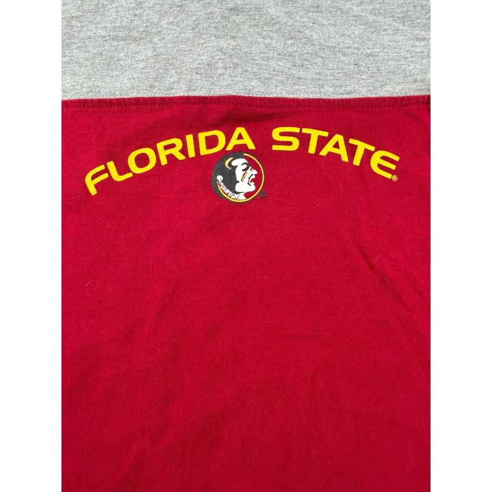 Red Oak Florida State Seminoles V-Neck Colorblock Long Sleeve Shirt Red Gray S - Picture 6 of 12